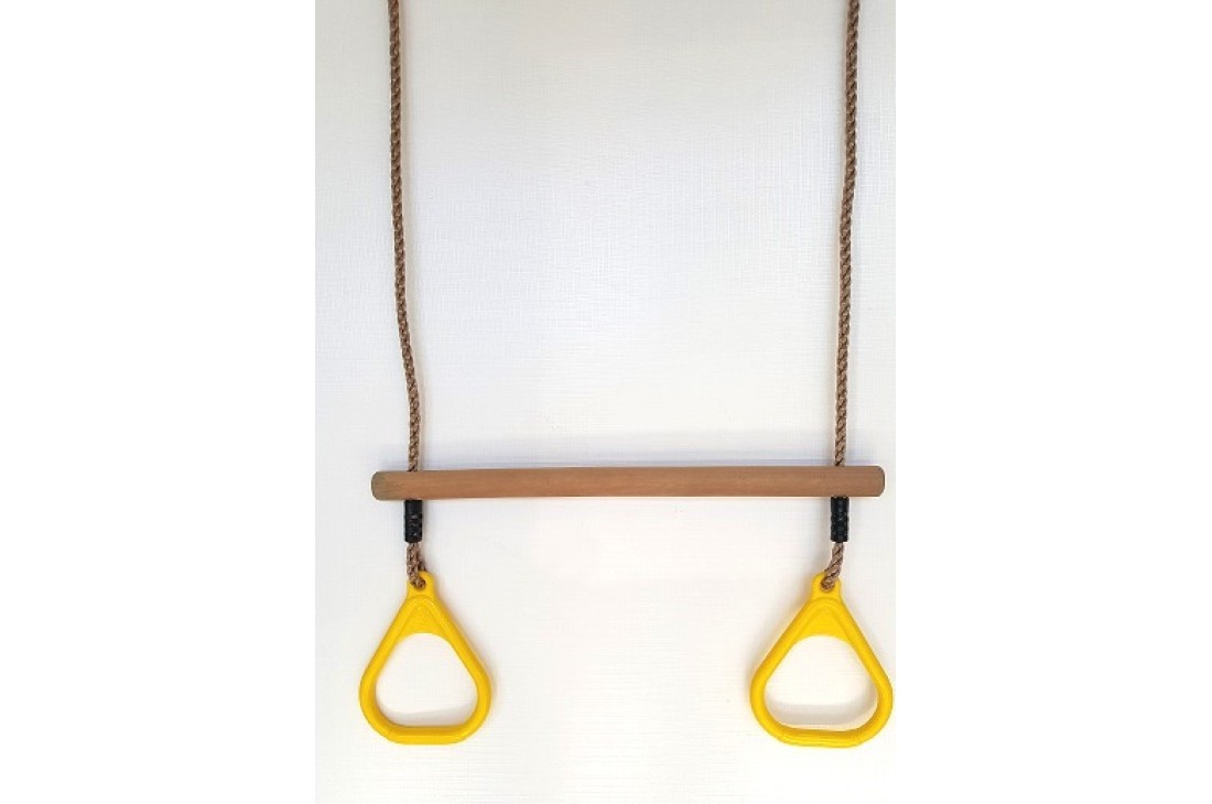 Wooden Trapeze with Plastic Rings